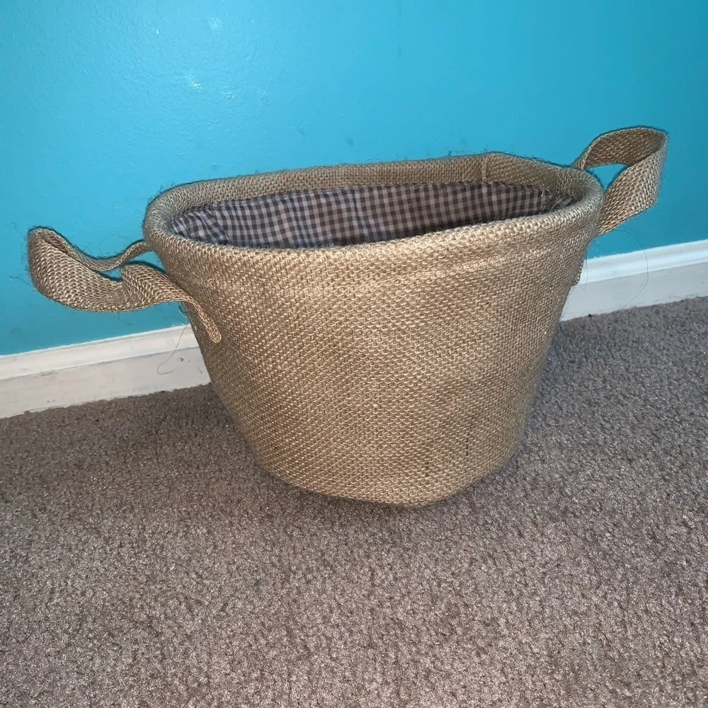 two brown burlap easter baskets